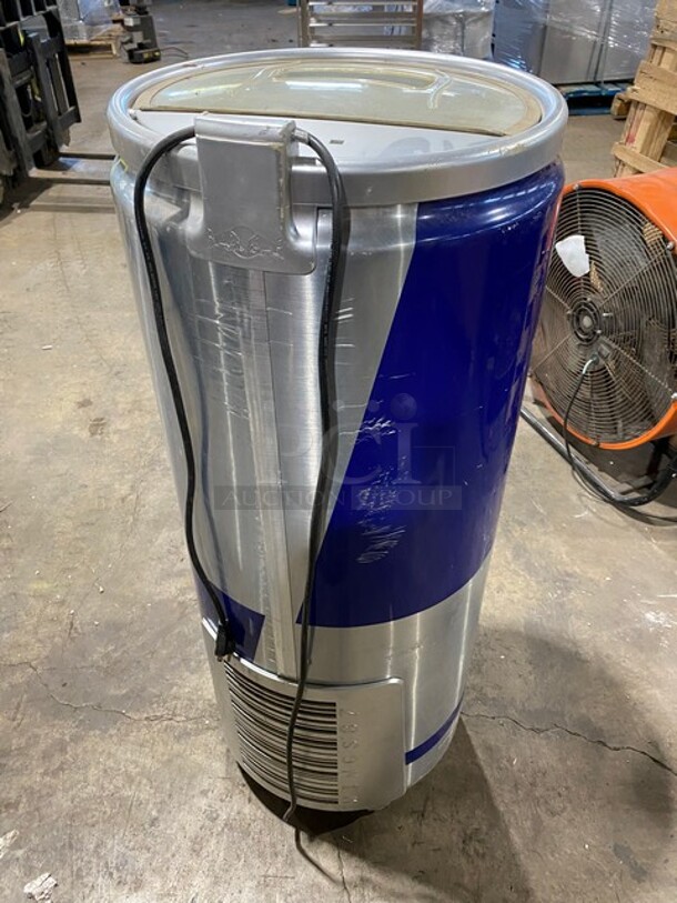  Red Bull Barrel Display Cooler! With Cover! 115V 1 Phase! On Casters! - Image 3 of 7