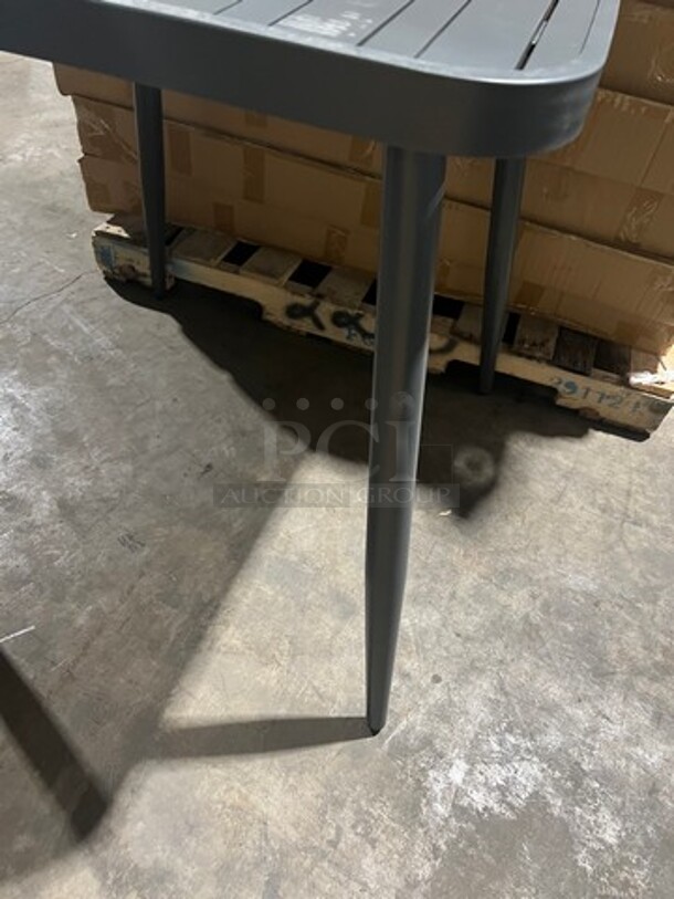 Brand New In The Box! DT All Alluminum Dark Gray Slats Dining Table! 30" By 30" With Legs! Perfect For Outdoors!  - Image 5 of 5
