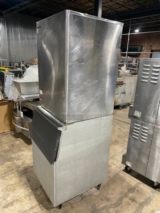 ALL ONE MONEY! Hoshizaki Commercial Ice Maker Machine! With Commercial Ice Bin! All Stainless Steel! On Legs! Model: KM1340MRH SN: A04669G 208/230V 60HZ 1 Phase - Image 2 of 10