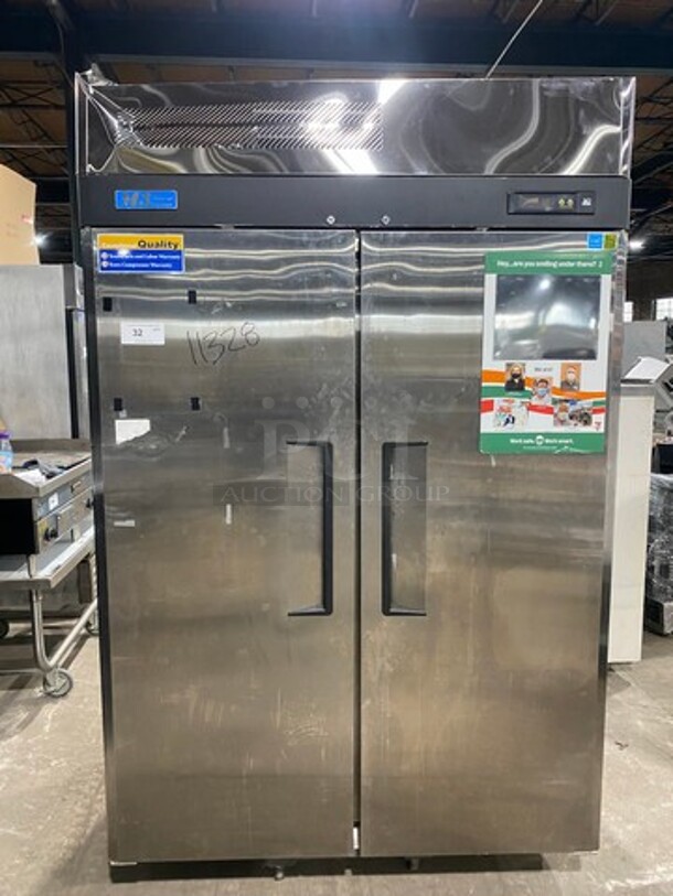 Turbo Air Commercial 2 Door Reach In Freezer! With Poly Coated Racks! Solid Stainless Steel! Model: M3F472 SN: K9F41A4002 115V