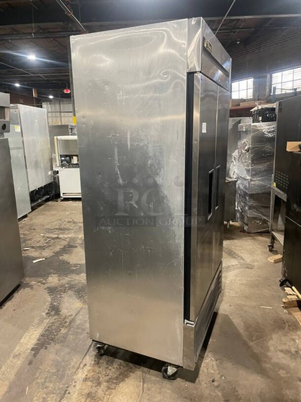 NICE! True Commercial 2 Door Reach In Refrigerator! With Poly Coated Racks! All Stainless Steel! On Casters! 115V 1 Phase! Model: T-35 SN: 7018068! - Image 3 of 10