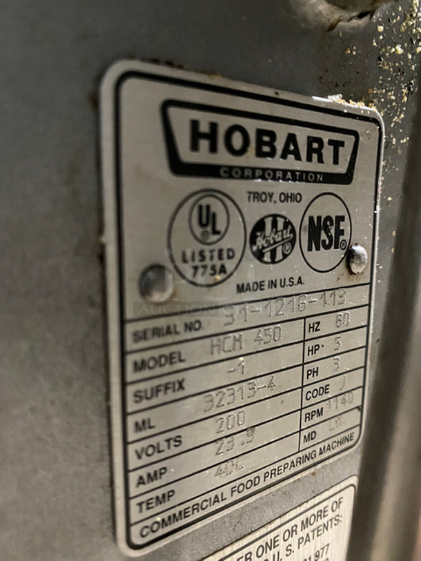 NICE! Hobart Commercial Vertical Cutter/Mixer/Mincer! All Stainless Steel! On Legs! Model: HCM450 SN: 311216113 200V 60HZ 3 Phase - Image 7 of 8