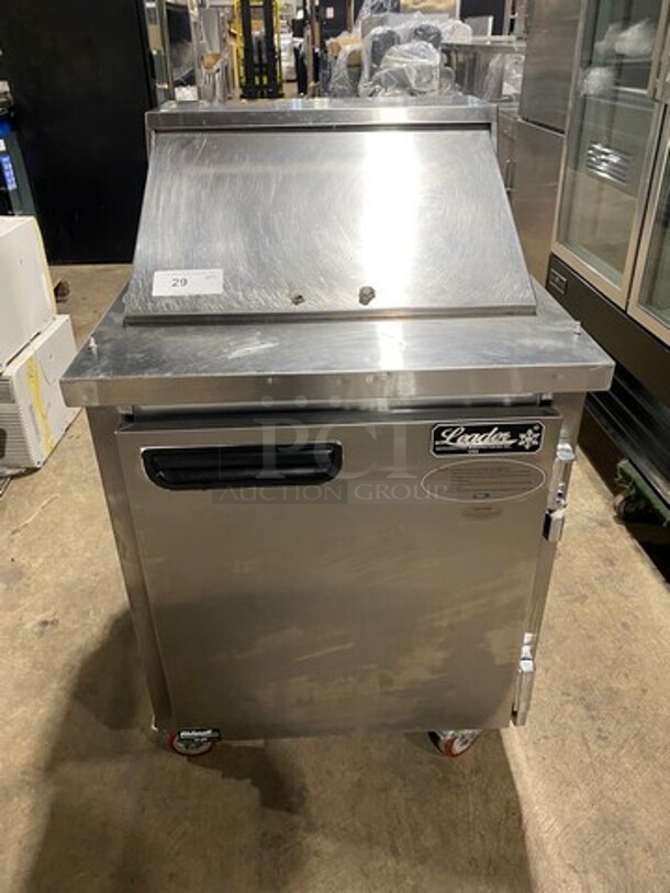 2016 Leader Commercial Refrigerated Sandwich Prep Table! With Single Door Underneath Storage Space! All Stainless Steel! On Casters! Model: ESLM27SC SN: NR10C1436A 115V 60HZ 1 Phase - Image 1 of 9