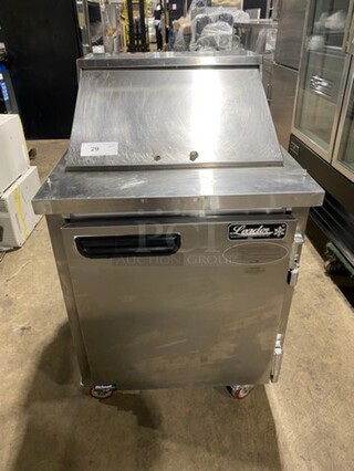 2016 Leader Commercial Refrigerated Sandwich Prep Table! With Single Door Underneath Storage Space! All Stainless Steel! On Casters! Model: ESLM27SC SN: NR10C1436A 115V 60HZ 1 Phase