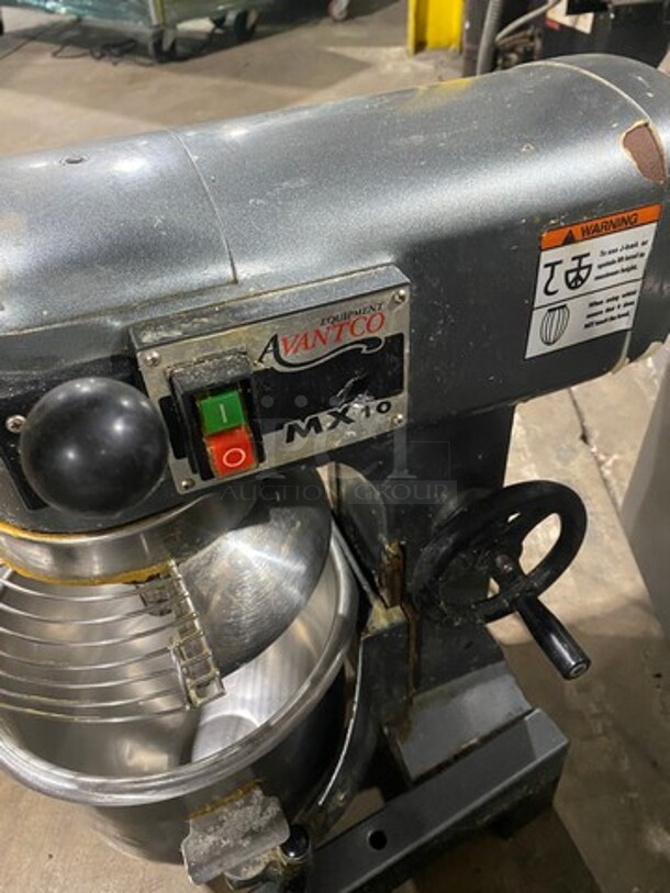 Avantco Commercial Countertop 10QT Planetary Mixer! With Bowl And Bowl Guard! WORKING WHEN REMOVED! Model: MX10 SN: 47067418MX10 120V - Image 7 of 8