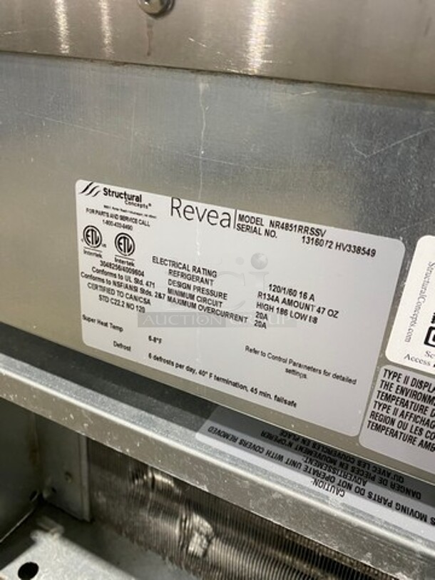 Structural Concepts Commercial Open Grab-N-Go Display Case Merchandiser! With Top Refrigerated Display Case Merchandiser! With Rear Access Doors! Model: NR4851RRSSV SN: 1316072HV338549 120V 60HZ 1 Phase - Image 6 of 9
