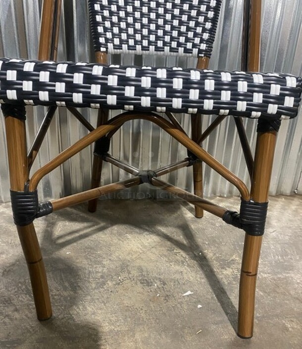 NEW! Synthetic Outdoor Commercial Aluminum Black Wicker/Bamboo Chair! 2x Your Bid! - Image 6 of 7