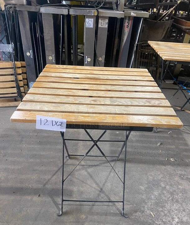 Metal Folding Tables With Wooden Planks! 2x Your Bid