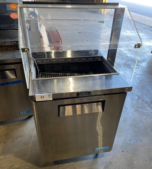Turbo Air Refrigerated Salad Bar Island! Single Door Storage Space Underneath! All Stainless Steel! Model MST28711S SN: MS2T711022 115V  - Image 1 of 8