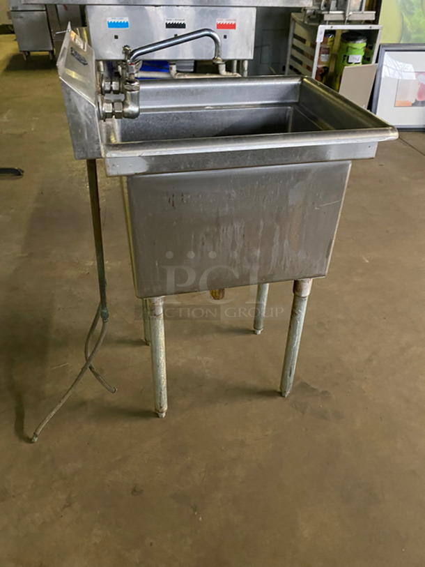 Duke Commercial Single Bay Sink! With Faucet And Handles! All Stainless Steel! On Legs! - Image 3 of 8