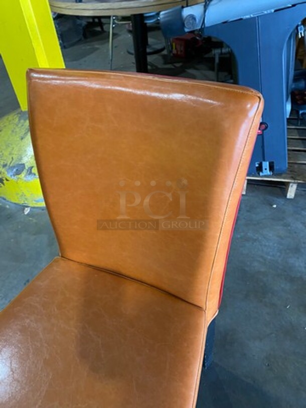 NICE! Orange Cushioned Chair! With Black Wooden Legs! 3x Your Bid - Image 7 of 9