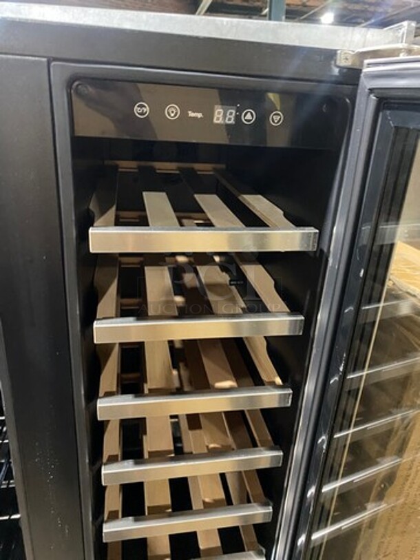NEW! OUT OF THE BOX! SCRATCH-N-DENT! Whynter French Door Dual Zone Wine And Beer Can Cooler! With Through Doors! Wooden Wine Racks And Metal Racks! 20 Wine Bottle Capacity, 60 Beer Can Capacity! Model: BWB2060FDS - Image 6 of 8