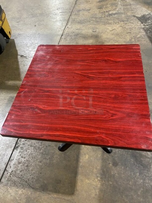 Wooden Pattern Top Square Table! With Black Metal Base! - Image 5 of 6