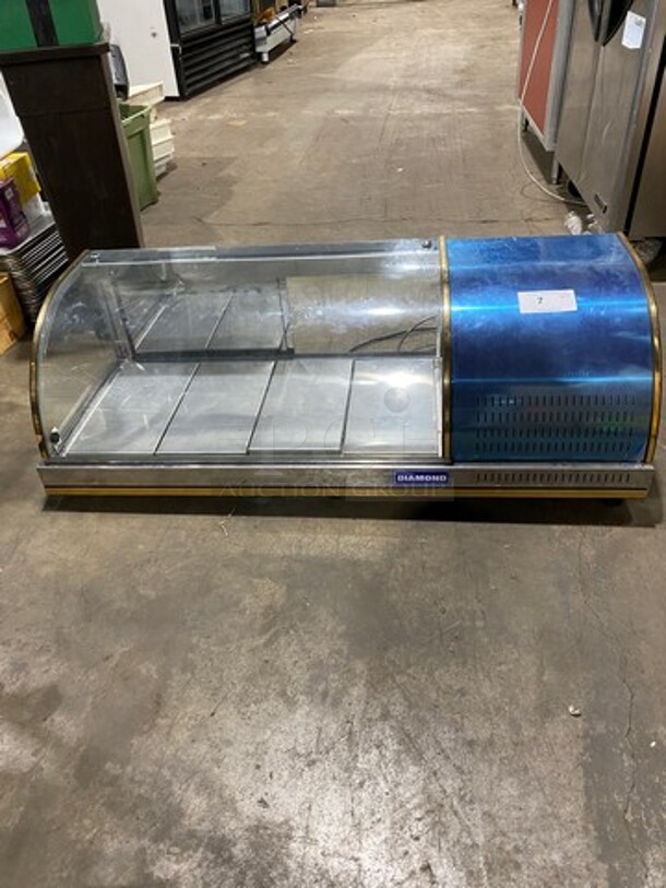 WOW! 2009 Diamond Commercial Countertop Refrigerated Sushi Display Case Merchandiser! With Curved Glass! Stainless Steel Body! On Small Legs! Model: GVRB120 SN: 2009072964! Working When Removed! - Image 1 of 9