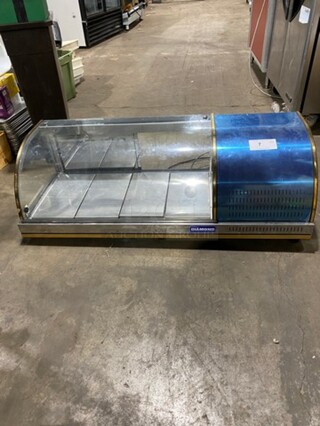 WOW! 2009 Diamond Commercial Countertop Refrigerated Sushi Display Case Merchandiser! With Curved Glass! Stainless Steel Body! On Small Legs! Model: GVRB120 SN: 2009072964! Working When Removed!