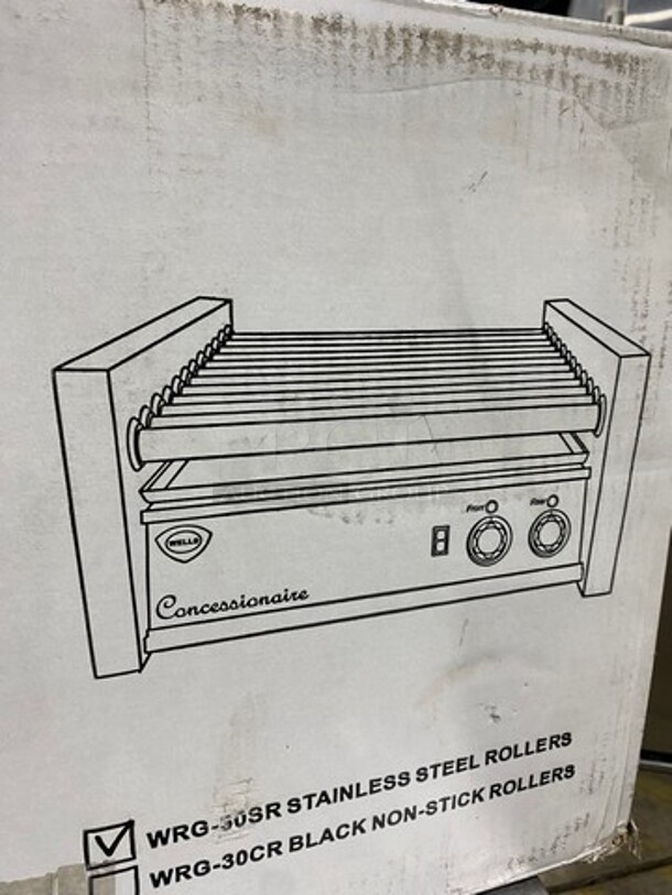 NEW! IN THE BOX! Wells Commercial Countertop Hot Dog Roller Grill! All Stainless Steel! Model: WRG30SR 120V - Image 2 of 3