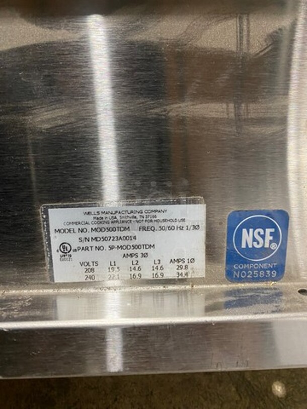 WOW! NEW! Wells Stainless Steel Commercial 5 Bay Drop In Hot Food Well! MODEL 500TDM SN:MD50723A0014 208/240V! Working! - Image 9 of 10