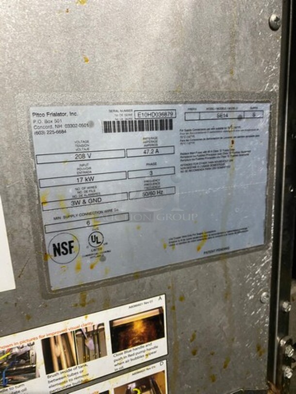 Pitco Frialator Commercial Electric Powered 2 Bay Deep Fat Fryer With Dump Station! With Oil Filter System! All Stainless Steel! On Casters! Model: SE14 SN: E10HD036879 208V 60HZ 3 Phase - Image 10 of 11