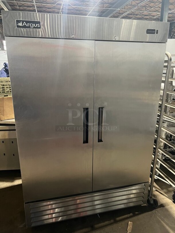Argus Edesa Commercial 2 Door Reach In Cooler! With Poly Coated Racks! All Stainless Steel! MODEL EDRR49 SN:142260010400 115V - Image 1 of 8