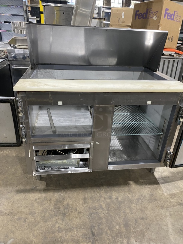 Leader Commercial Refrigerated Sandwich/Salad Prep Table! With Commercial Cutting Board! With 2 Door Underneath Storage Space! All Stainless Steel! Model: LM48S/C SN:PW02C1829! 115V 1 Phase! On Legs! - Image 5 of 9