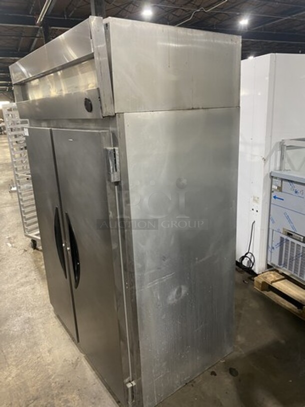 Victory VF-2 Stainless Steel Commercial 2 Door Reach In Freezer w/ Poly Coated Racks on Commercial Casters. 115 Volts, 1 Phase.  - Image 4 of 8