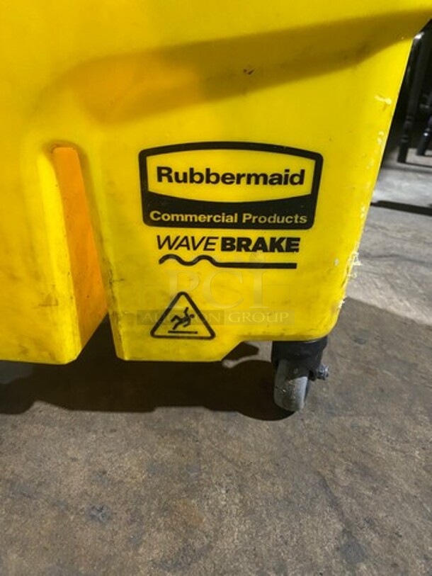Rubbermaid Yellow Poly Mop Bucket! With Wringer Attachment! On Casters! - Image 6 of 8