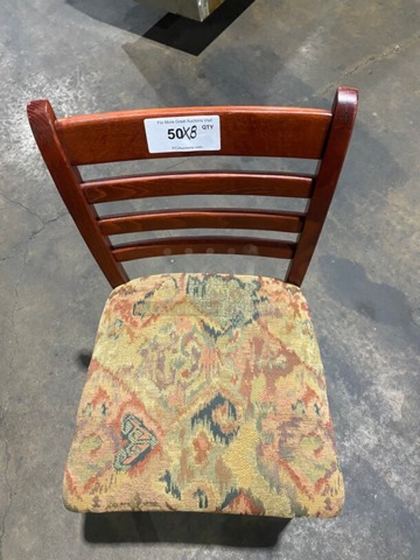 Multi Pattern Cushioned Chairs! With Brown Wooden Body! 8x Your Bid! - Image 4 of 5