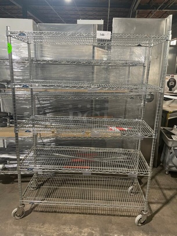 Metro Commercial Metal 5 Tier Shelf! On Casters! BUYER MUST DISMANTLE! PCI CANNOT DISMANTLE FOR SHIPPING! PLEASE CONSIDER FREIGHT CHARGES!