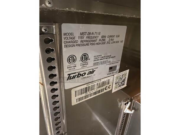 Turbo Air MST-28-N-711S Stainless Steel Commercial Prep Table w/ Poly Sneeze Guard. 115 Volts, 1 Phase. - Image 6 of 8