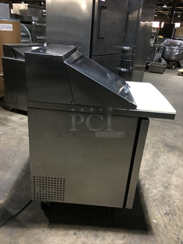 BEAUTIFUL! True Commercial Refrigerated Sandwich Prep Table! With Cutting Board! With Poly Coated Racks! All Stainless Steel! On Casters! Model: TSSU-27-12M-B SN: 14301980 115V 60HZ 1 Phase - Image 4 of 10