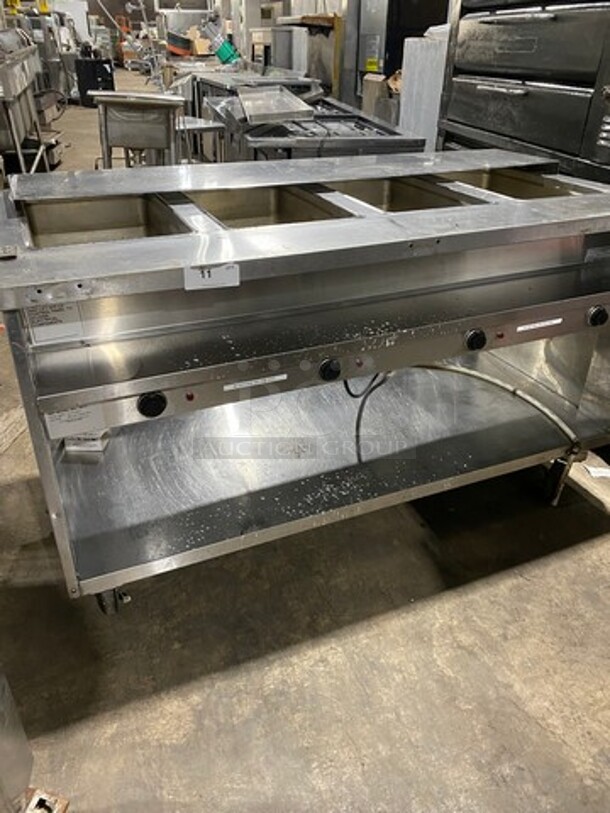 Randell Commercial Electric Powered 4 Well Steam Table! With Storage Space Underneath! All Stainless Steel! On Casters! WORKING WHEN REMOVED! Model: 3614 SN: J12574211 208V 60HZ 3 Phase