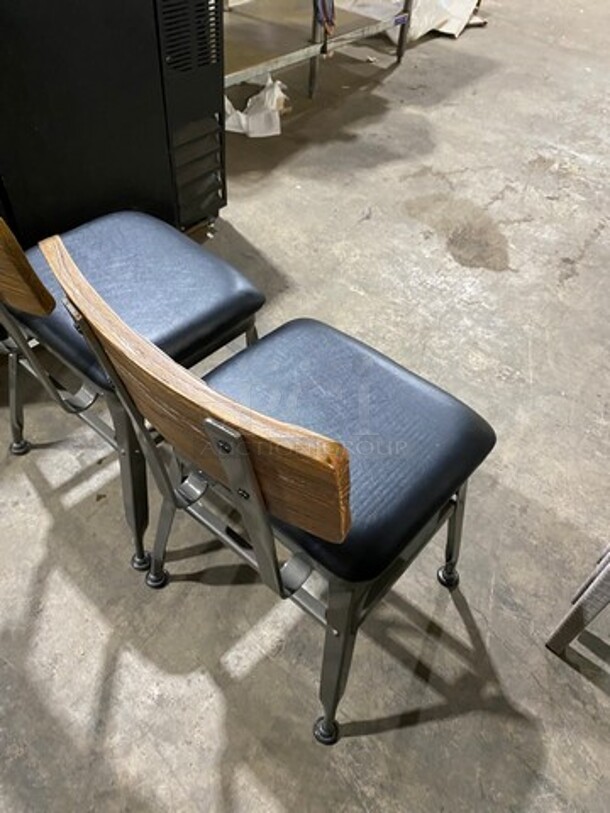 Brand New! Hudson Metal Frame Dining Chairs! With Walnut Back And Black Cushioned Seat!  - Image 4 of 6