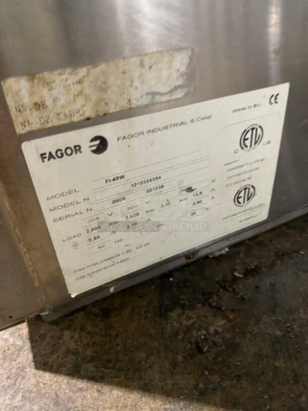 Fagor Commercial Undercounter Dishwasher! All Stainless Steel! Model: FI48W SN: 0605001239 208/220/240V 60HZ 1 Phase - Image 7 of 8