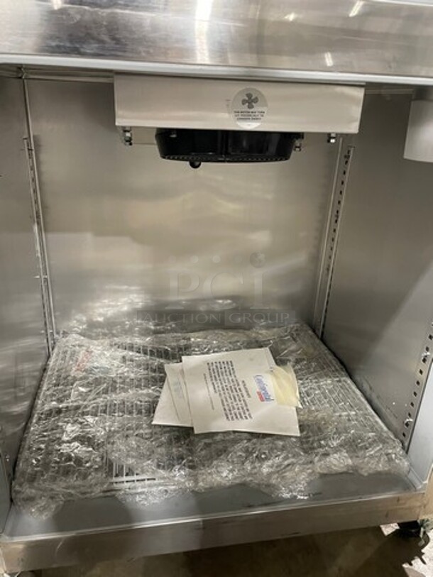 WOW! NEW! Continental 2 Door Half Cooler Half Freezer Combo Unit! With Racks! All Stainless Steel! On Casters! Model: D1RFXSN SN: 16148085 115V 60HZ 1 Phase - Image 6 of 10
