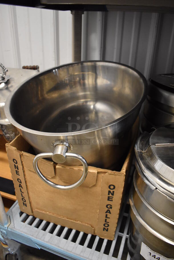ALL ONE MONEY! Tier Lot of Various Items Including 8 Cylindrical Stainless Steel Bins, Ice Bin and Various Drop In Bin Lids - Image 2 of 7