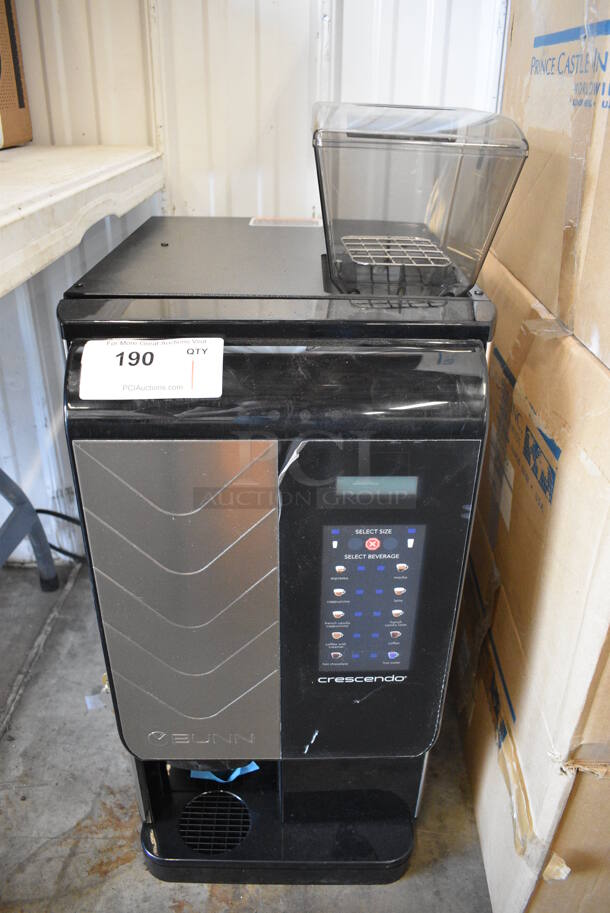 BRAND NEW SCRATCH AND DENT! 2021 Bunn Model CRESCENDO Metal Commercial Countertop Electric Powered Bean To Cup Coffee/Espresso Machine. 120 Volts, 1 Phase. 14x19x31.5