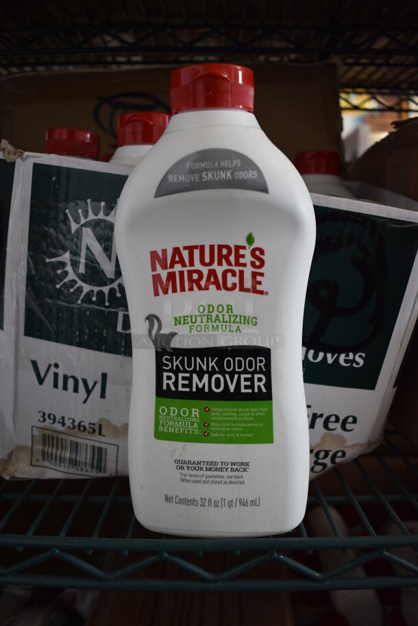 ALL ONE MONEY! Lot of 2 Tiers of 12 Boxes of Nature's Miracle Odor Neutralizing Skunk Odor Remover Bottles. 