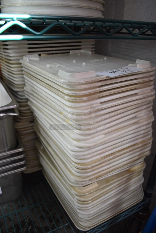 ALL ONE MONEY! Lot of 78 White Poly Trays. 10x13.5x1
