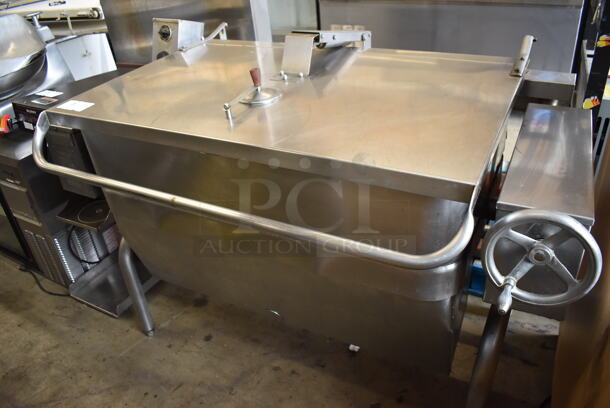 Groen HFP/1-4 Stainless Steel Commercial Floor Style Natural Gas Powered Braising Pan. 120,000 BTU. 58x38x43