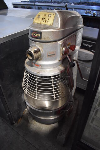 Axis M-30 Metal Commercial 30 Quart Planetary Dough Mixer w/ Stainless Steel Mixing Bowl and Bowl Guard. 110 Volts, 1 Phase. 21x24x45. Tested and Powers On