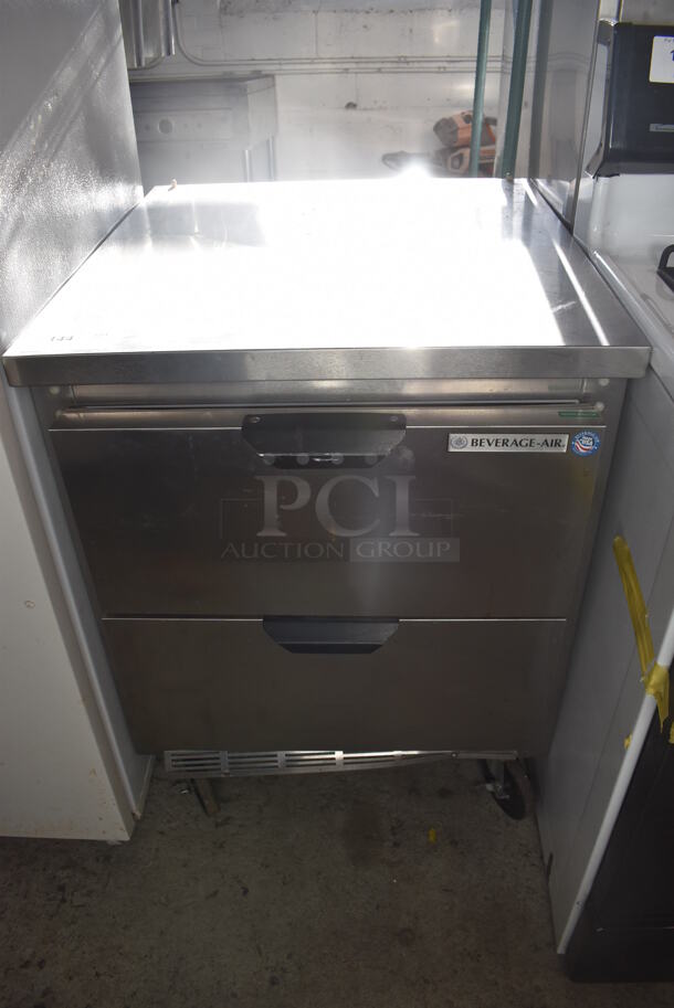 Beverage Air WTRD27A-2 Stainless Steel Commercial 2 Drawer Undercounter Cooler on Commercial Casters. 115 Volts, 1 Phase. 27x29x36. Tested and Working!