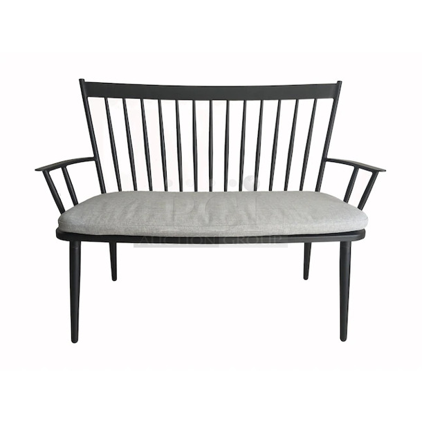 BRAND NEW IN BOX! Style Selections 4134944 Matte Black Finish Bench. Stock Picture Used For Gallery