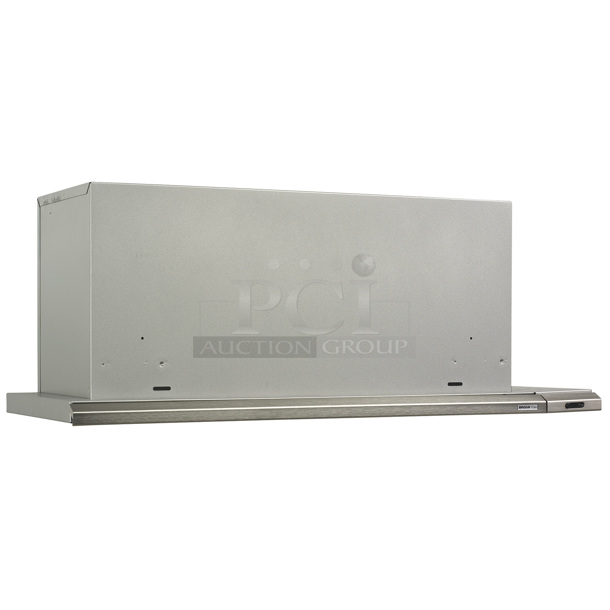 BRAND NEW SCRATCH AND DENT! Broan Elite 153004 30-Inch Under-Cabinet Slide-Out Range Hood w/ Light, Brushed Aluminum. Stock Picture Used For Gallery Picture.