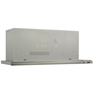 BRAND NEW SCRATCH AND DENT! Broan Elite 153004 30-Inch Under-Cabinet Slide-Out Range Hood w/ Light, Brushed Aluminum. Stock Picture Used For Gallery Picture.