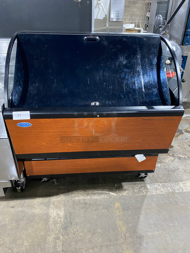 Federal Commercial Open Grab-N-Go Case Merchandiser! With Stainless Steel Shelves! With Front Case Cover! Wooden Pattern Outer Body! On Casters! - Image 7 of 8