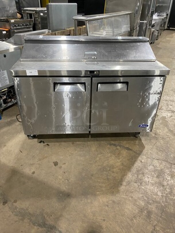 Atosa Commercial Refrigerated Sandwich Prep Table! With 2 Door Underneath Storage Space! Poly Coated Racks! All Stainless Steel! On Casters! Model: MSF8303 SN: MSF8303151119C4014 - Image 1 of 9