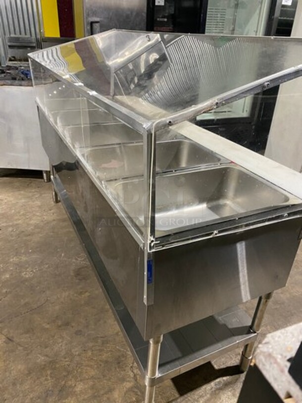 LATE MODEL! LIKE NEW! 2021 Cookrite Commercial Electric Powered 5 Well Steam Table! With Sneeze Guard! With Commercial Cutting Board! With Storage Space Underneath! All Stainless Steel! On Legs! Model: CSTEB5 SN: CSTEB5C2104050004 240V 1 Phase! Working When Removed! - Image 4 of 12