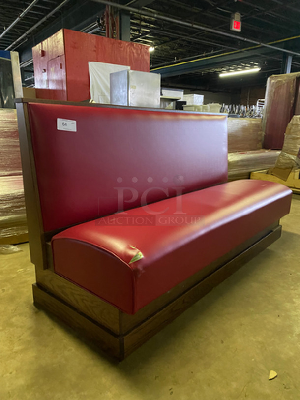 NEW! Single Sided Red Cushioned Booth Seat! With Wooden Outline! Perfect For Up Against The Wall! Can Be Connected To Any Of The Booths LIsted! - Image 8 of 8