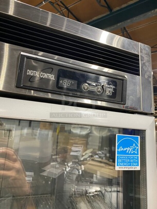 TURBO AIR- Digital Control 2 Glass Door Reach In Refrigerator! Stainless Steel!  On Commercial Casters! Model MSR-49G-2 115V/60Hz/1 Phase! On Casters!  - Image 8 of 9