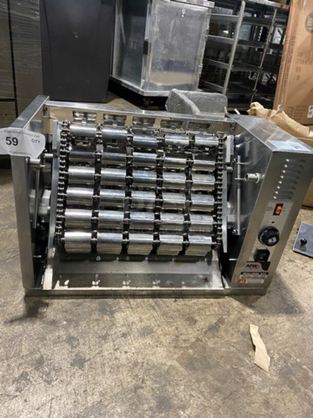 NEW! NICE! APW Wyott Commercial Countertop Vertical Conveyor Bun Grill Toaster! All Stainless Steel! Model: M83 SN: 8001118060018 120V 60HZ 1 Phase